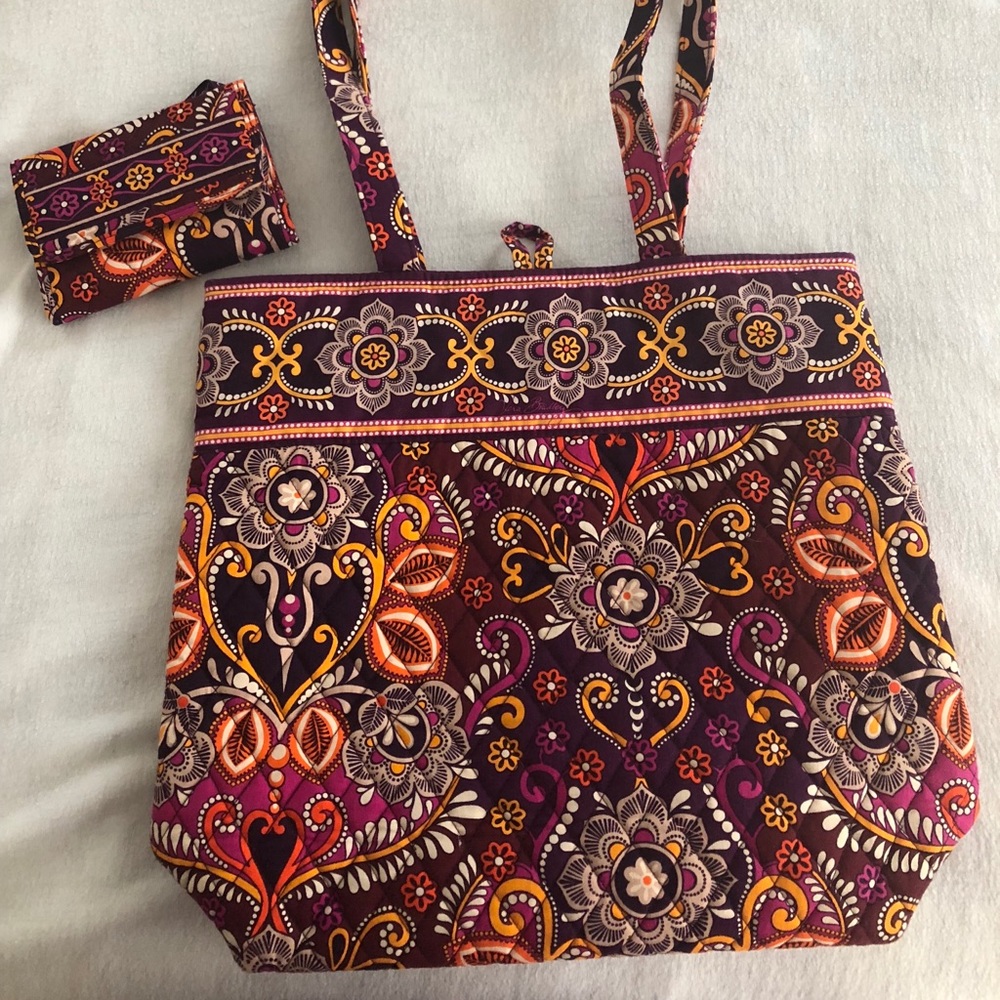 Vera Bradley Tote & Euro Wallet Bundle